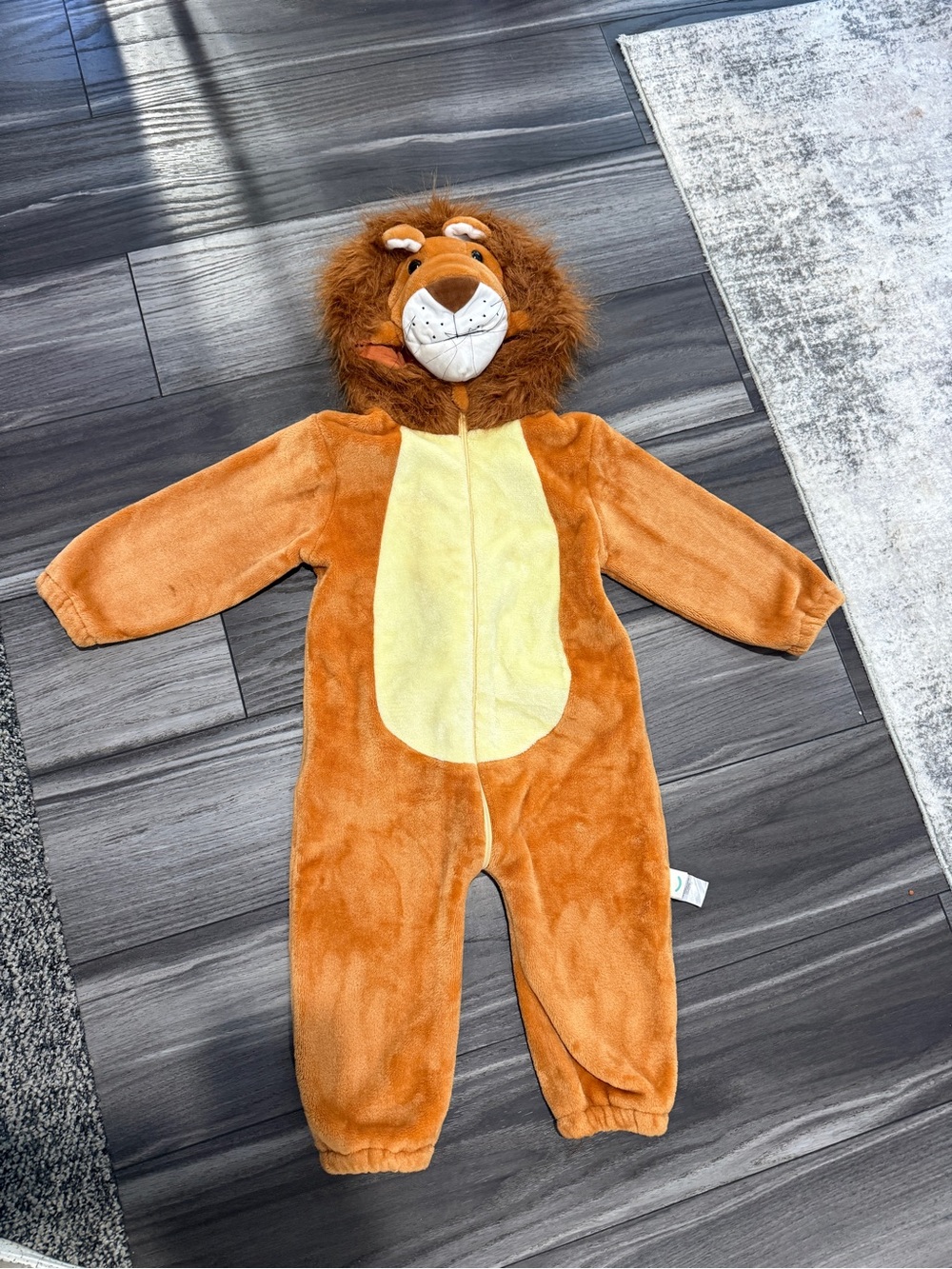 Kids Lion Halloween Costume Plush Hooded One Piece 2-3T